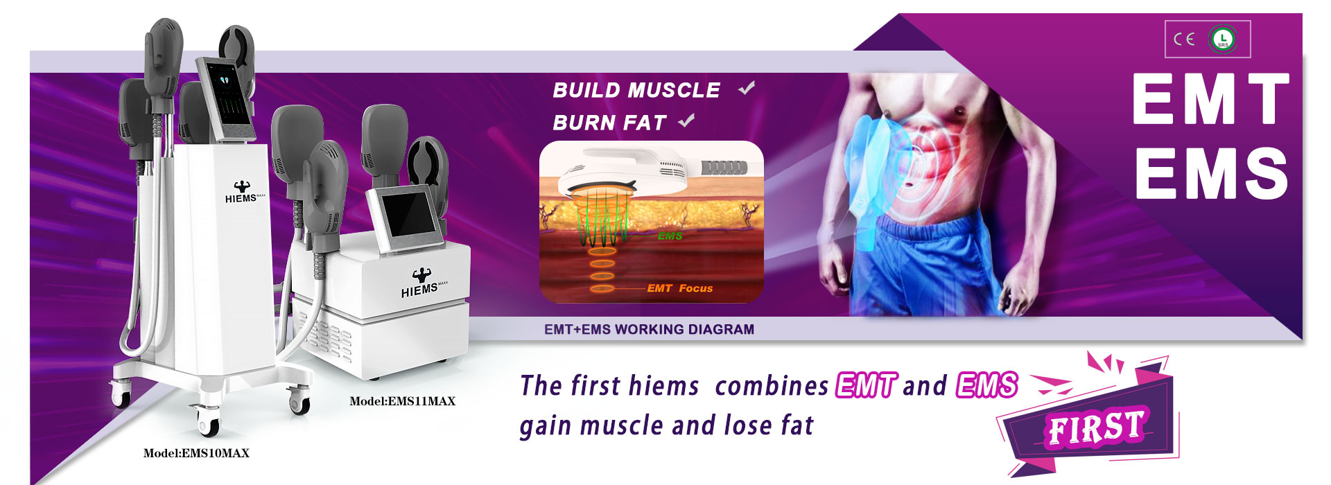 4 handles 2 in 1 EMS+EMT machine of increase muscle and reduce fat